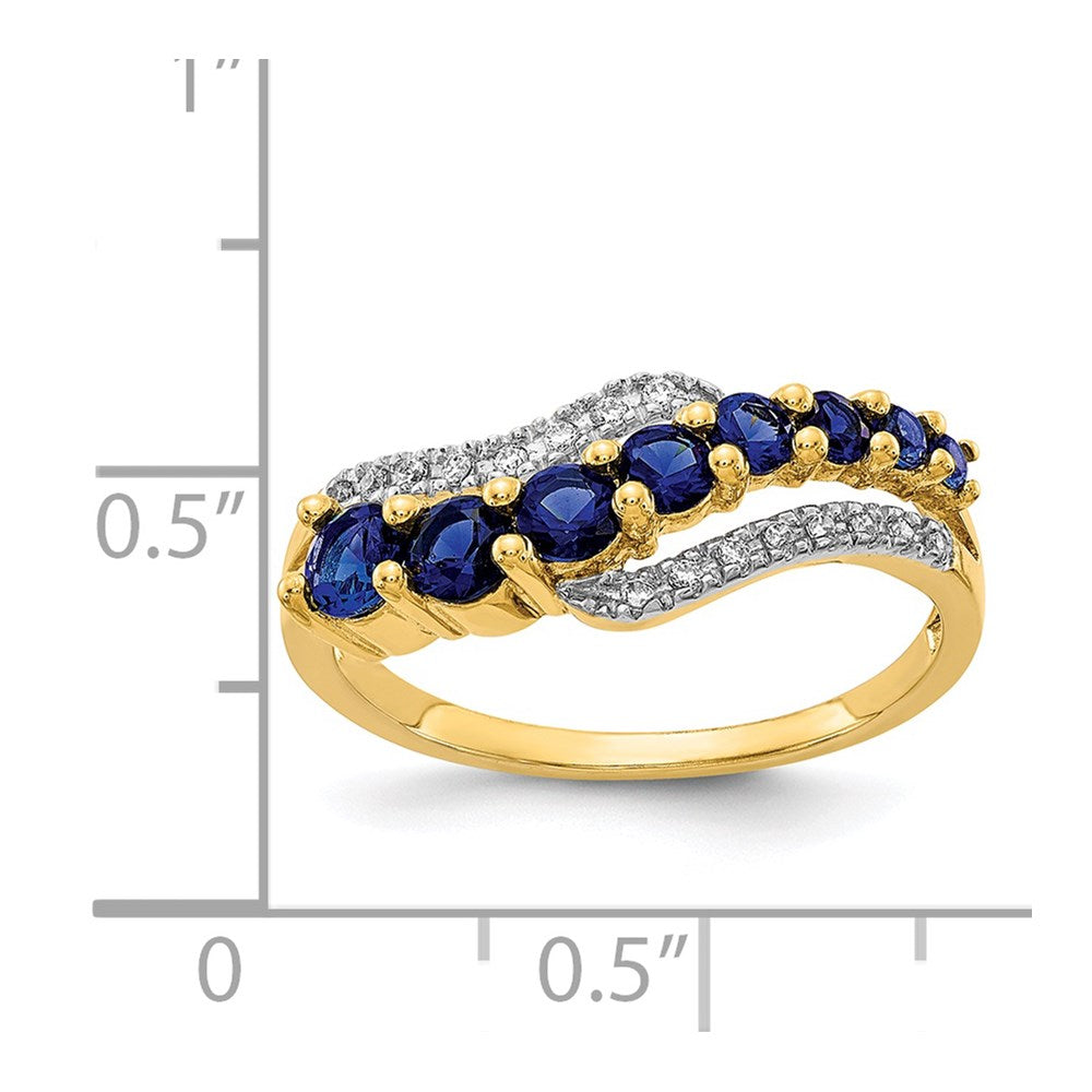 14k and White Rhodium Lab-Created Ceylon Blue Sapphire/Lab-Created Blue Sapphire/Diamond Ring