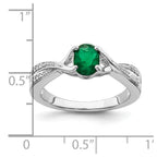 14k White Gold 7x5mm Oval Emerald and 1/15 carat Diamond Ring