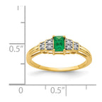 14k 5x3mm Emerald-cut Emerald and Diamond Ring