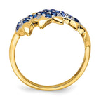 14k with White Rhodium Blue Sapphire and Diamond Dolphins Ring