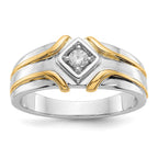 IBGoodman 14k Two-Tone 1/6 carat Lab Grown Diamond VS/SI+ G+ Complete Men's Ring