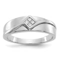 IB Goodman 14k White Gold 1/10 carat Diamond Square Cluster Mens Ring