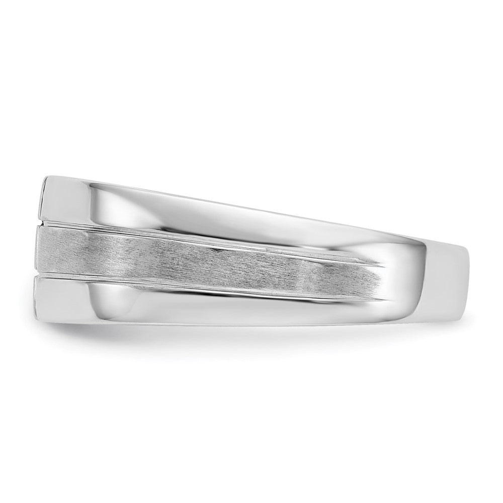IB Goodman 14k White Gold Polished and Satin 1/4 carat Diamond Mens Ring