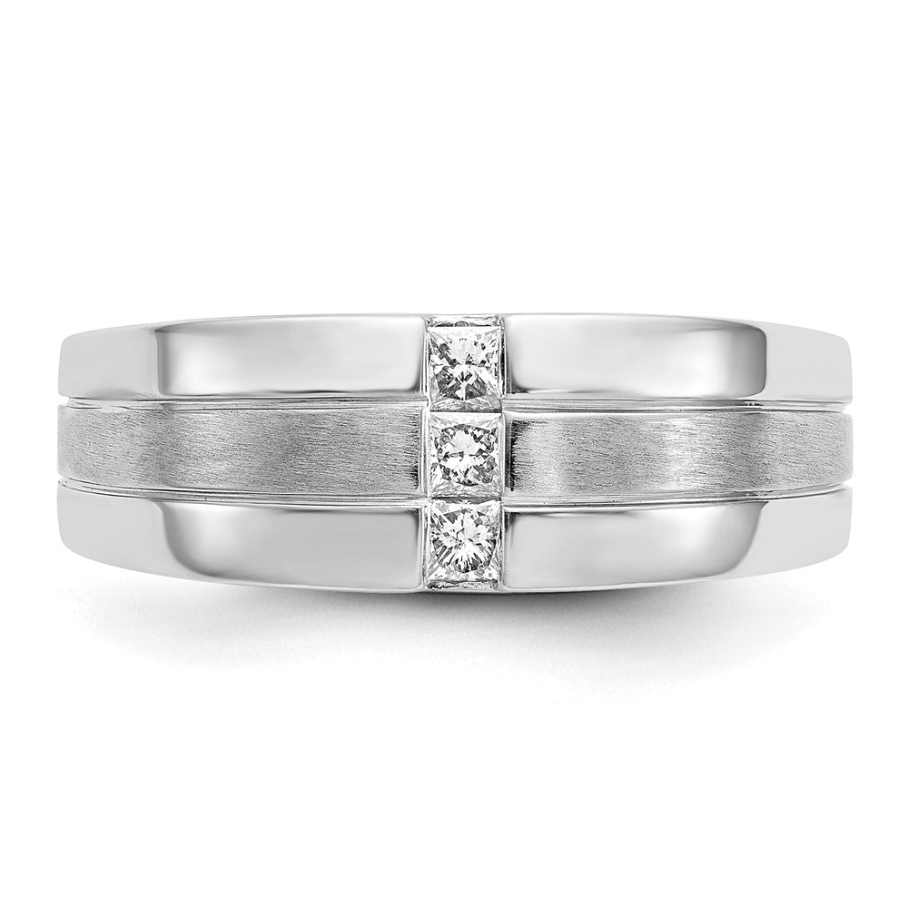 IB Goodman 14k White Gold Polished and Satin 1/4 carat Diamond Mens Ring