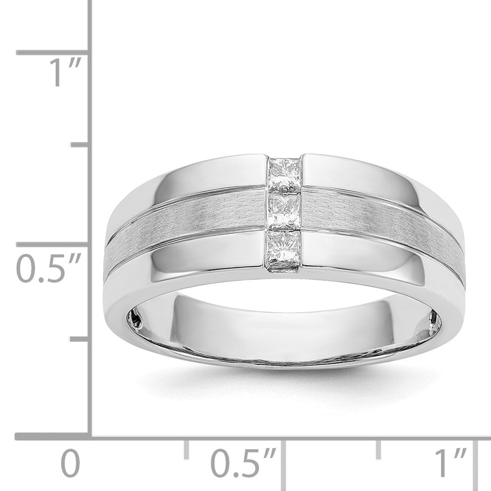 IB Goodman 14k White Gold Polished and Satin 1/4 carat Diamond Mens Ring