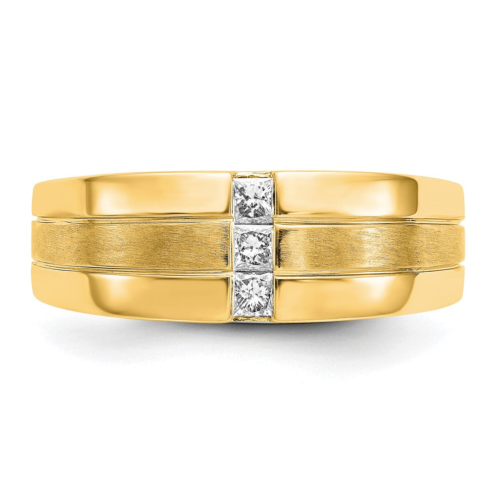 IB Goodman 14k Polished and Satin 1/4 carat Diamond Mens Ring