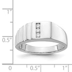 IB Goodman 14k White Gold 1/8 carat Diamond 3-stone Mens Ring