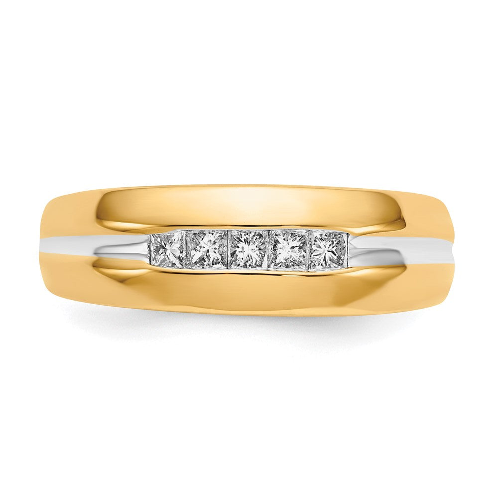 IB Goodman 14k with White Rhodium 1/4 carat Square Diamond 5-stone Mens Channel Ring