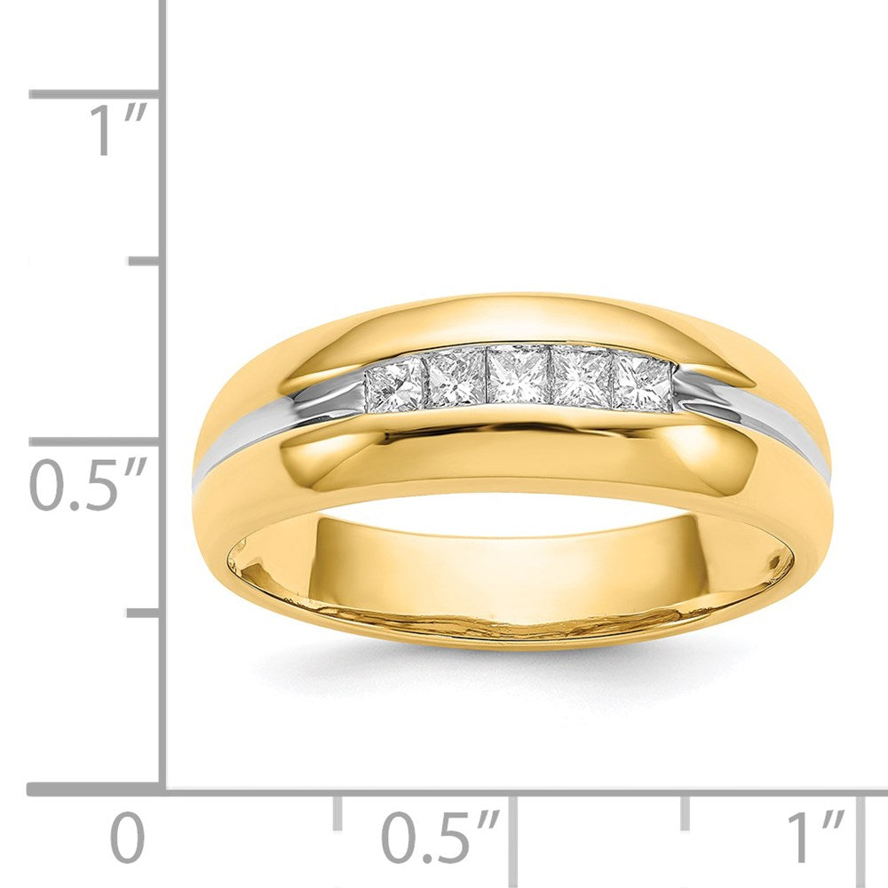 IB Goodman 14k with White Rhodium 1/4 carat Square Diamond 5-stone Mens Channel Ring