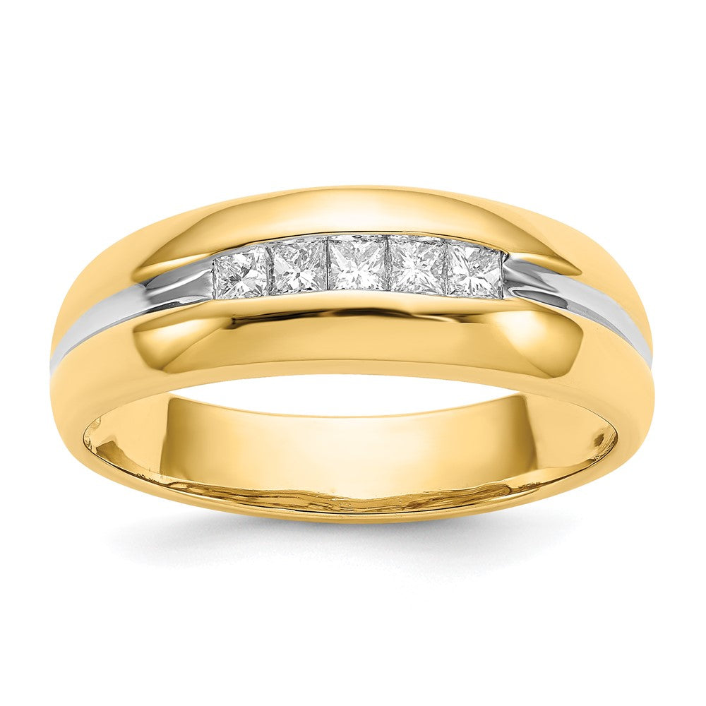 IB Goodman 14k with White Rhodium 1/4 carat Square Diamond 5-stone Mens Channel Ring