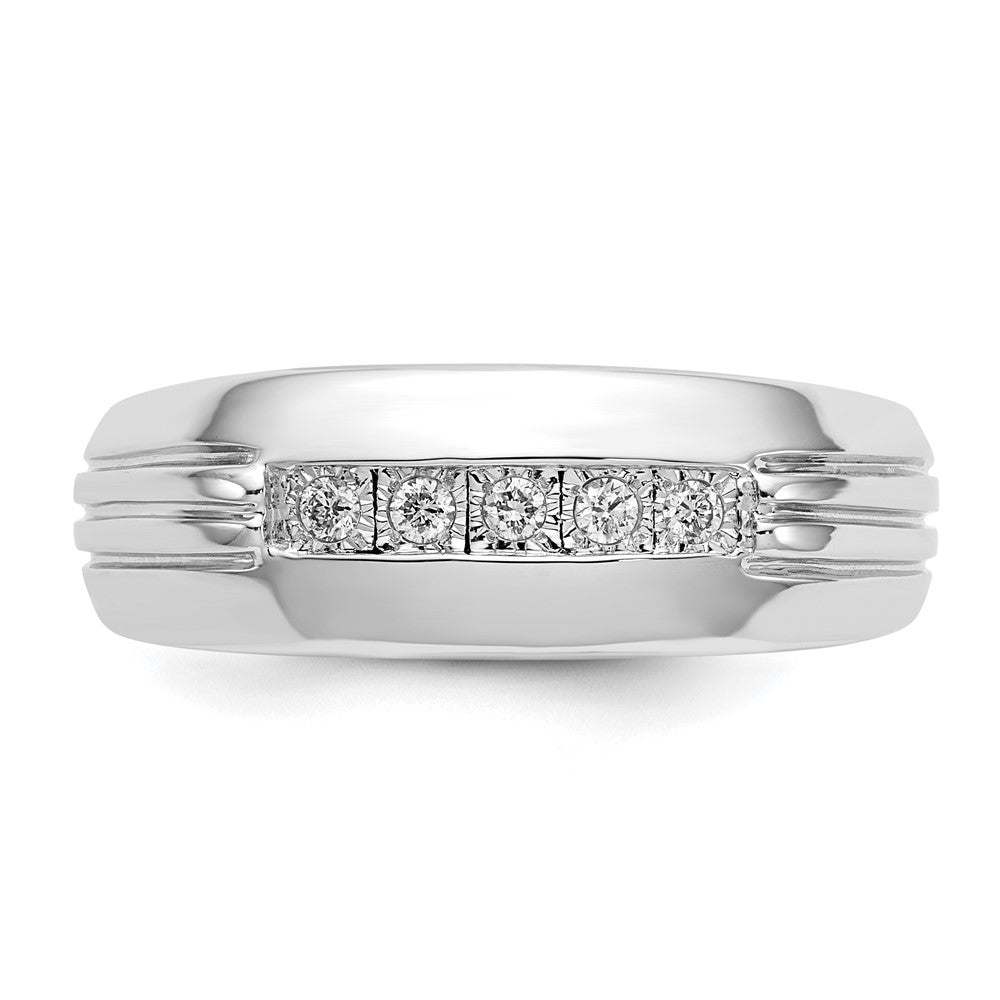 IB Goodman 14k White Gold 1/10 carat Diamond 5-stone Mens Ring