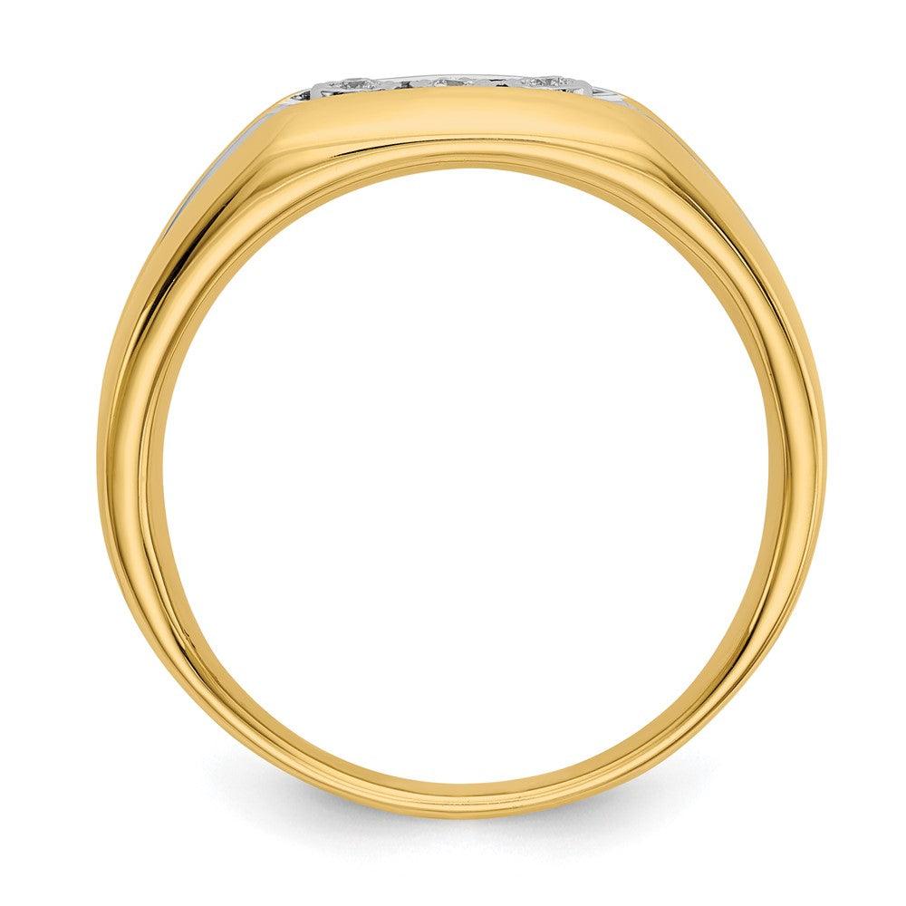 IB Goodman 14k and White Rhodium 1/20 carat Diamond 3-stone Mens Ring