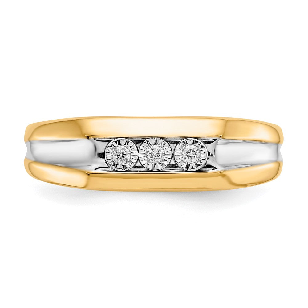 IB Goodman 14k and White Rhodium 1/20 carat Diamond 3-stone Mens Ring
