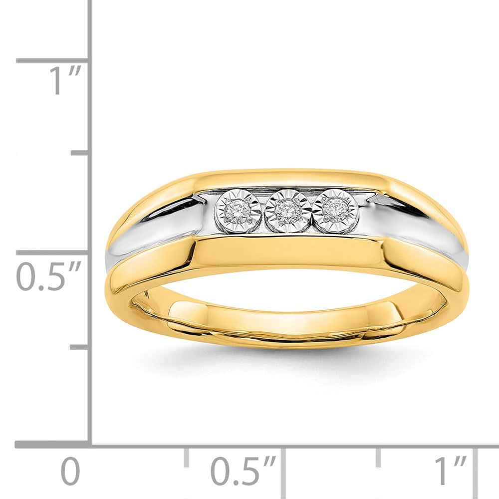 IB Goodman 14k and White Rhodium 1/20 carat Diamond 3-stone Mens Ring
