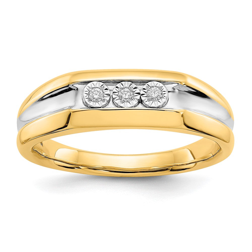IB Goodman 14k and White Rhodium 1/20 carat Diamond 3-stone Mens Ring