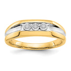 IB Goodman 14k and White Rhodium 1/20 carat Diamond 3-stone Mens Ring