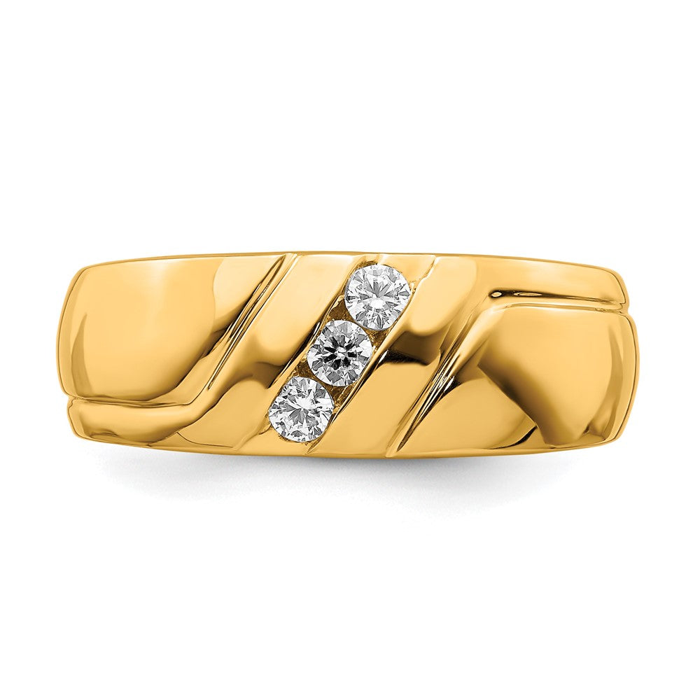 IB Goodman 14k 1/6 carat Diamond 3-stone Mens Ring