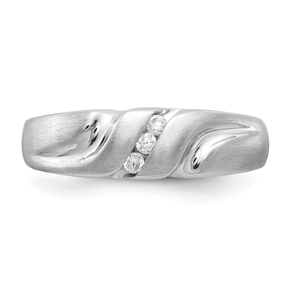 IB Goodman 14k White Gold 1/10 carat Diamond 3-stone Mens Ring