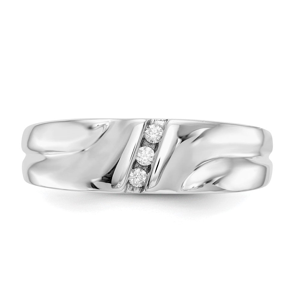 IB Goodman 14k White Gold 1/15 carat Diamond 3-stone Mens Ring