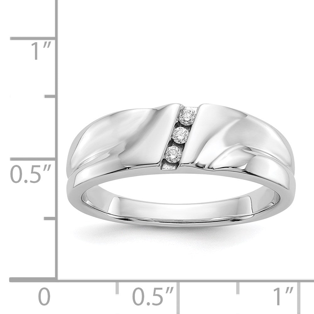 IB Goodman 14k White Gold 1/15 carat Diamond 3-stone Mens Ring