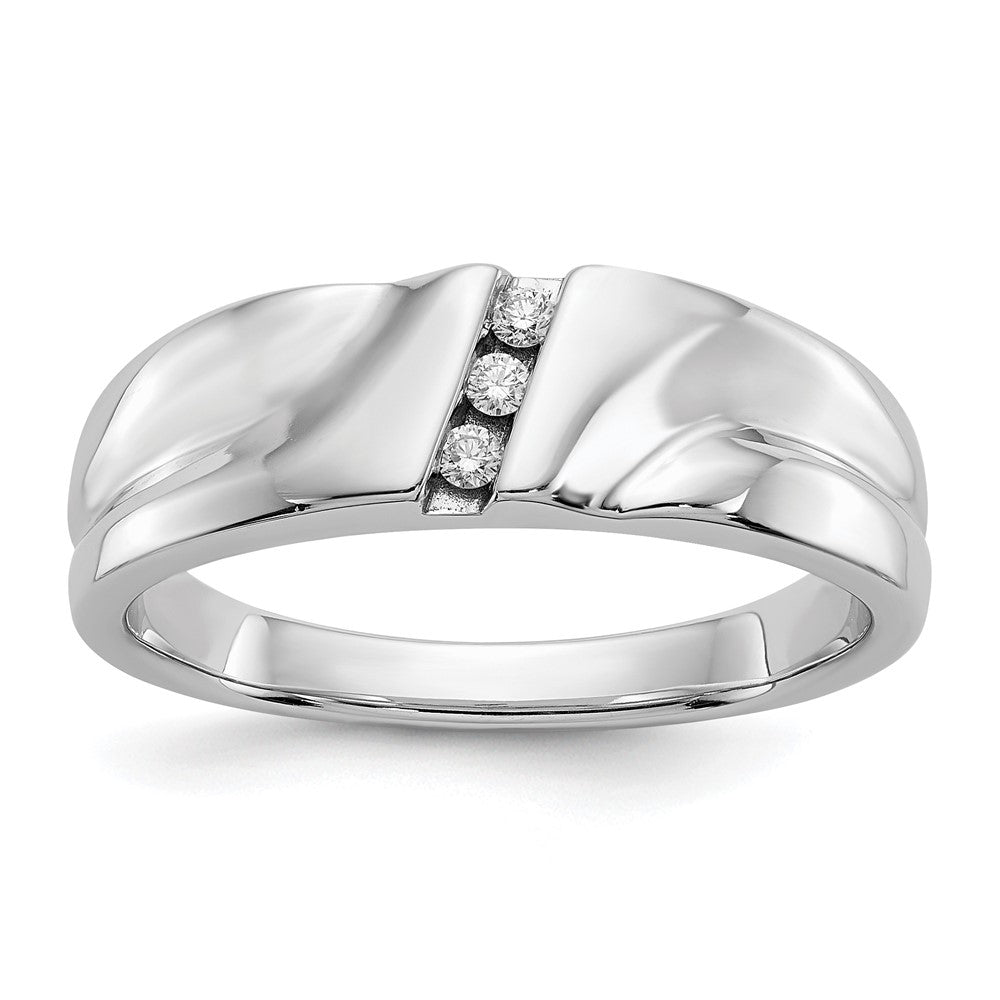 IB Goodman 14k White Gold 1/15 carat Diamond 3-stone Mens Ring