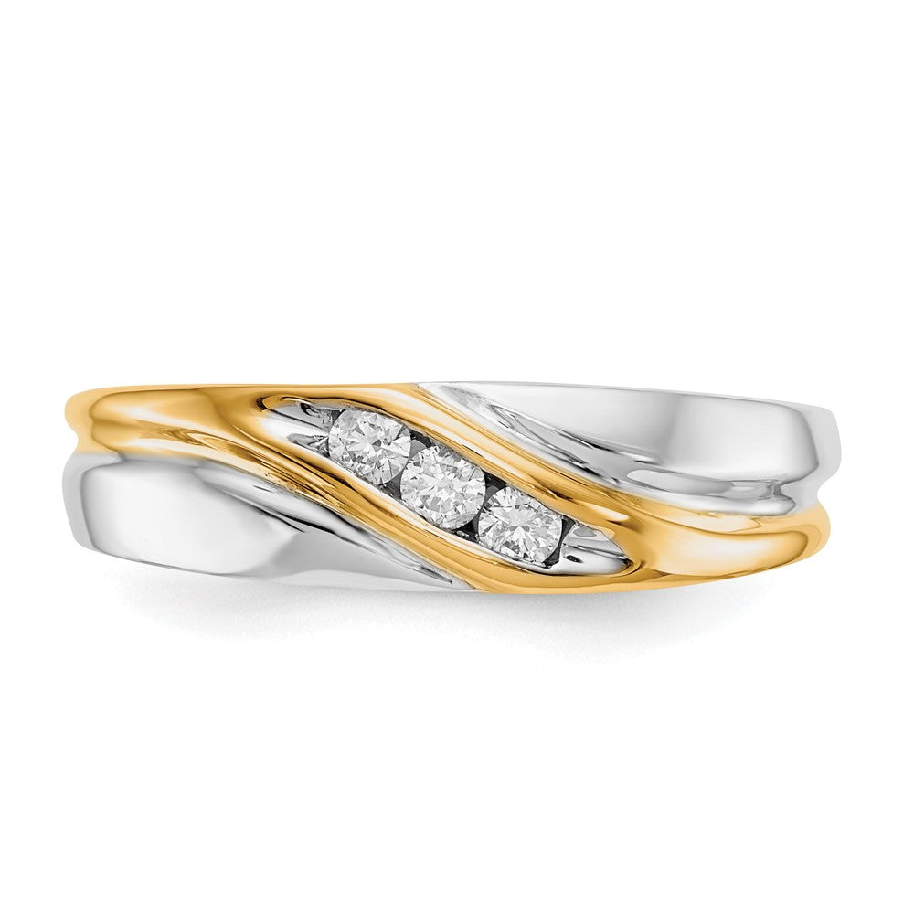 IB Goodman 14k Two-tone 1/6 carat Diamond 3-stone Mens Ring