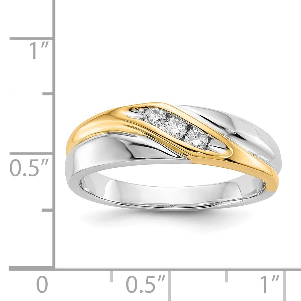 IB Goodman 14k Two-tone 1/6 carat Diamond 3-stone Mens Ring