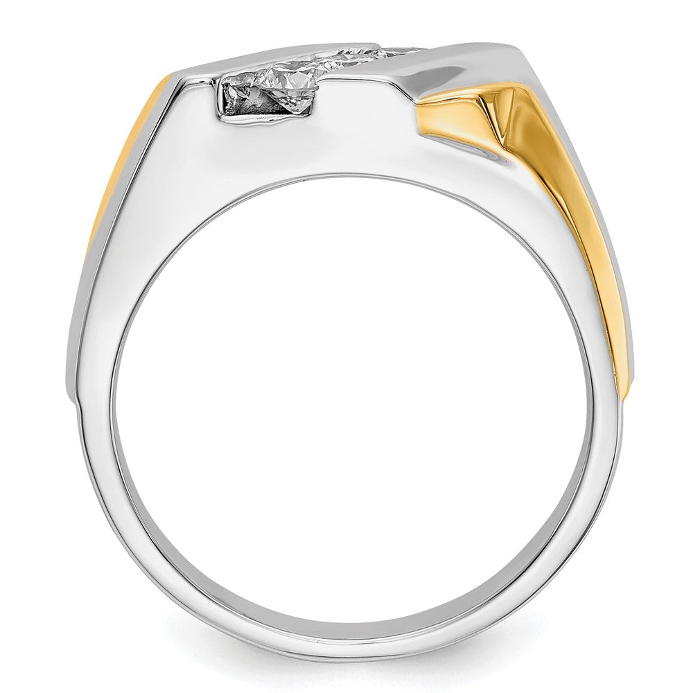IB Goodman 14k Two-tone 1/2 carat Diamond 3-stone Mens Ring