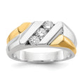 IB Goodman 14k Two-tone 1/2 carat Diamond 3-stone Mens Ring