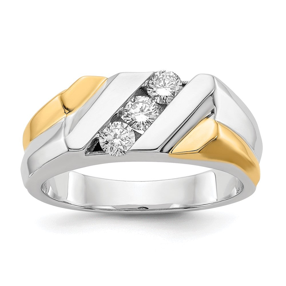 IB Goodman 14k Two-tone 1/2 carat Diamond 3-stone Mens Ring