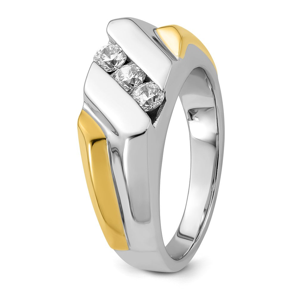 IBGoodman 14k Two-tone 1/2 carat Lab Grown Diamond VS/SI+ G+ Three Stone Complete Men's Ring
