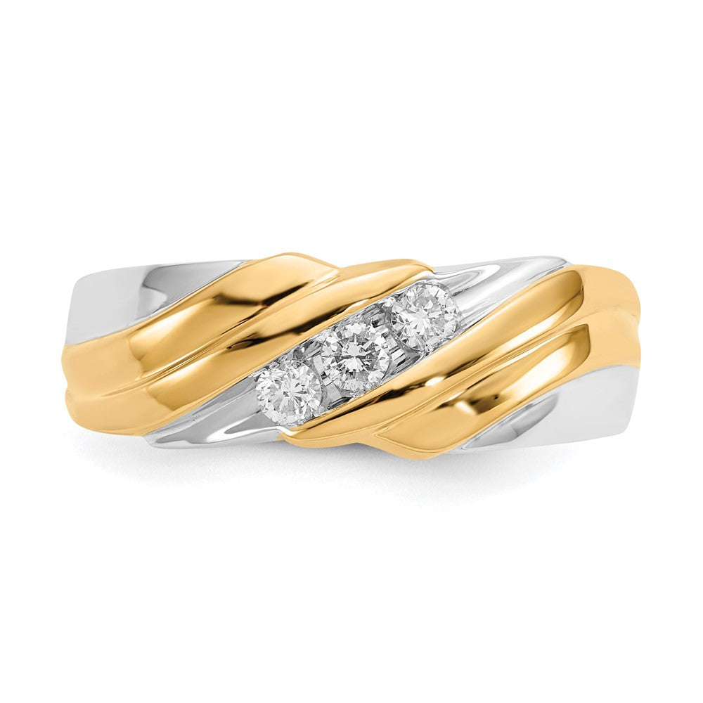 IB Goodman 14k Two-tone 1/4 carat Diamond 3-stone Mens Ring
