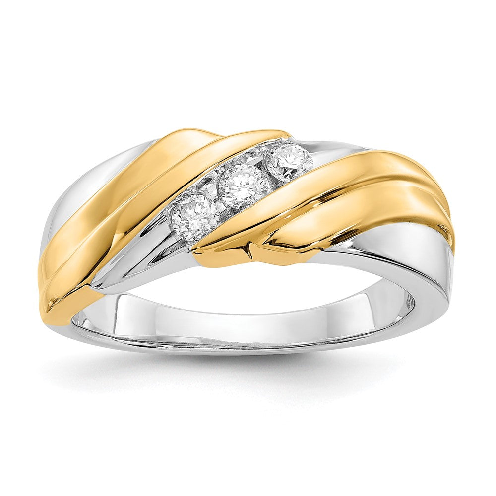 IB Goodman 14k Two-tone 1/4 carat Diamond 3-stone Mens Ring