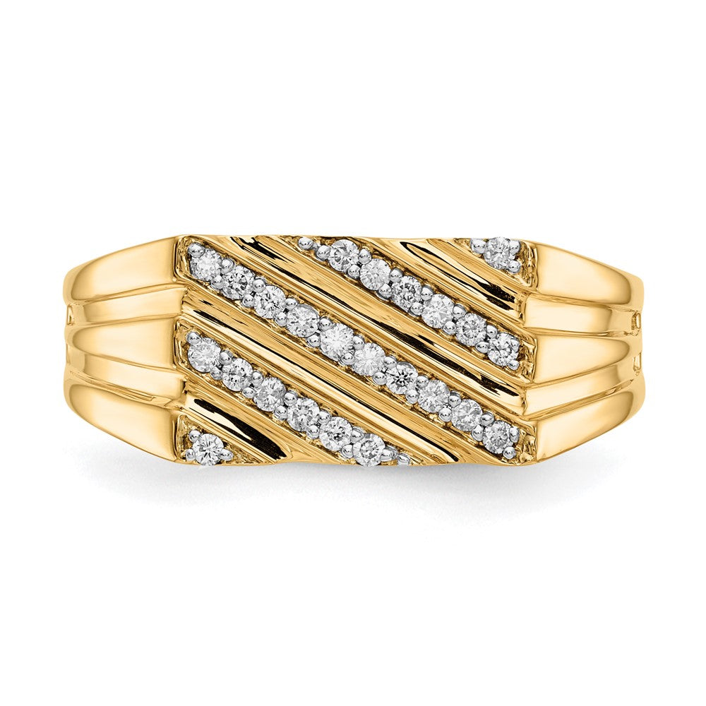 IB Goodman 14k 1/4 carat Diamond Diagonal Stripe Mens Ring