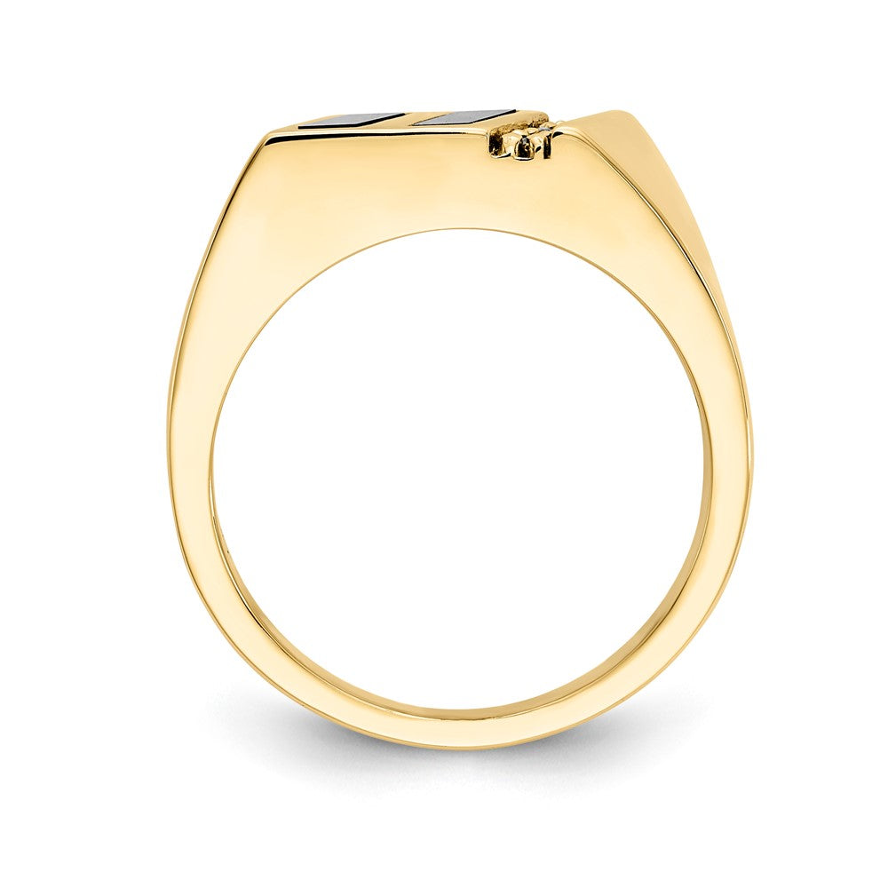 IB Goodman 14k Diagonal Onyx and 1/20 carat AA Diamond Mens Ring