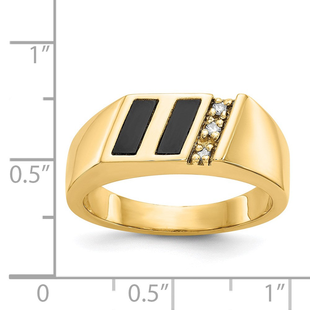 IB Goodman 14k Diagonal Onyx and 1/20 carat AA Diamond Mens Ring