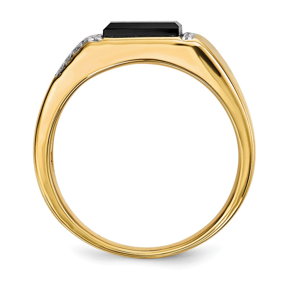 IB Goodman 14k 8x4mm Baguette Onyx and 1/10 carat Diamond Mens Ring