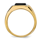 IB Goodman 14k 8x4mm Baguette Onyx and 1/10 carat Diamond Mens Ring