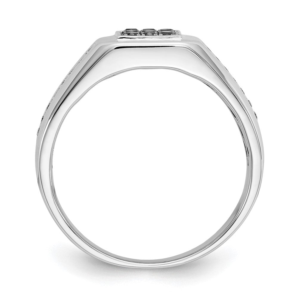 IB Goodman 14k White Gold 1/4 carat White and Black Diamond Square Cluster Mens Ring