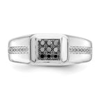 IB Goodman 14k White Gold 1/4 carat White and Black Diamond Square Cluster Mens Ring