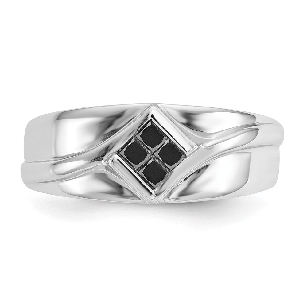 IB Goodman 14k White Gold 3/8 carat Black Diamond Square Cluster Mens Ring