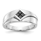 IB Goodman 14k White Gold 3/8 carat Black Diamond Square Cluster Mens Ring