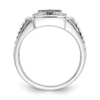 IB Goodman 14k White Gold 1/3 carat Black and White Diamond Square Cluster Mens Ring