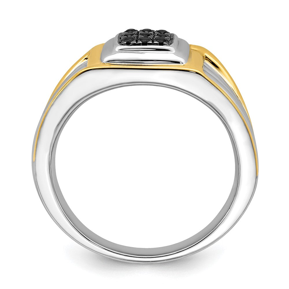 IB Goodman 14k Two-tone 1/6 carat Black Diamond Square Cluster Mens Ring