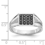 IB Goodman 14k White Gold 1/2 carat Black and White Diamond Square Cluster Mens Ring
