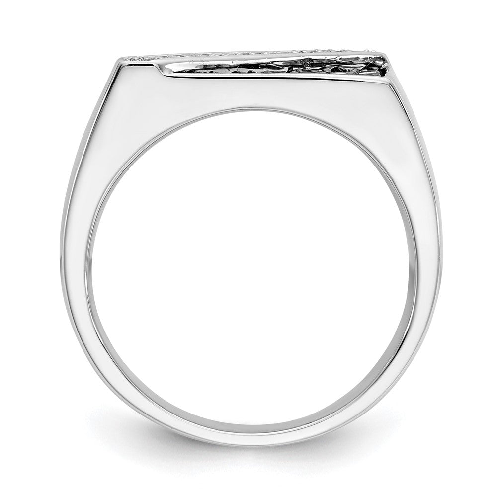 IB Goodman 14k White Gold 1/2 carat Black and White Diamond Cluster Diagonal Stripe Mens Ring