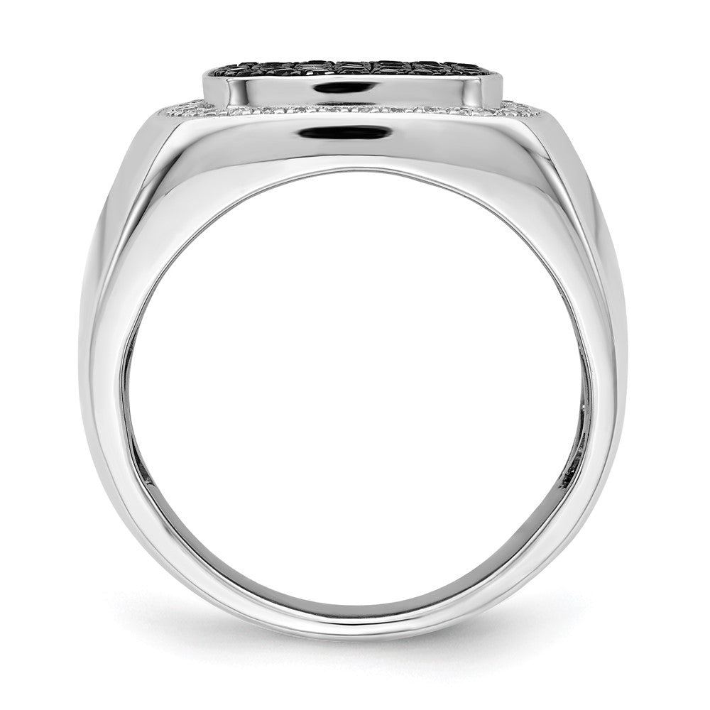 IB Goodman 14k White Gold 3/4 carat Black and White Diamond Cluster Mens Ring