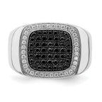 IB Goodman 14k White Gold 3/4 carat Black and White Diamond Cluster Mens Ring
