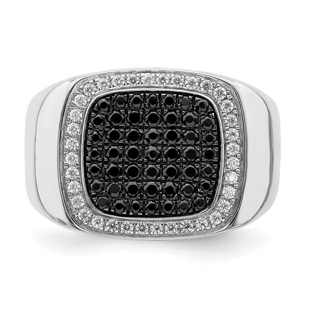 IB Goodman 14k White Gold 3/4 carat Black and White Diamond Cluster Mens Ring