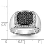 IB Goodman 14k White Gold 3/4 carat Black and White Diamond Cluster Mens Ring